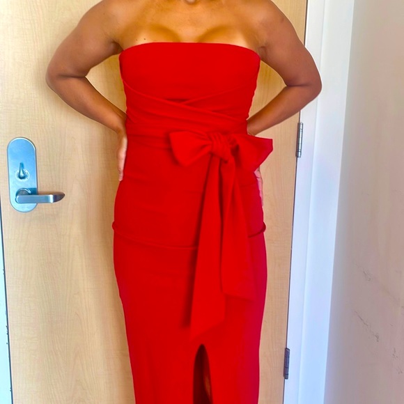 Lulu’s Classy Red Strapless Form Fitted Maxi Dress - Picture 9 of 10